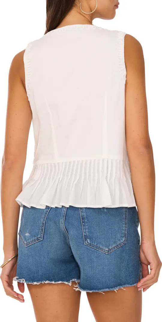 Vince Camuto Pintuck Peplum Sleeveless Button-Up Top | Nordstrom | Nordstrom