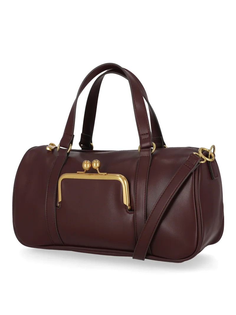 Free Assembly Women's Faux Leather Frame Satchel Handbag, Chianti | Walmart (US)