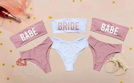Bachelorette Swimsuits Bachelorette Tube Top Bikini. Pink | Etsy | Etsy (US)