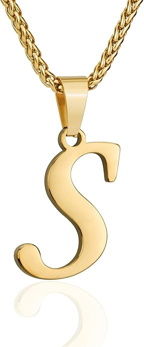 Suweibuke Initial Necklace for Men Women Boys Girls, 18K Gold Plated 26 Letters Pendant Necklace,... | Amazon (US)