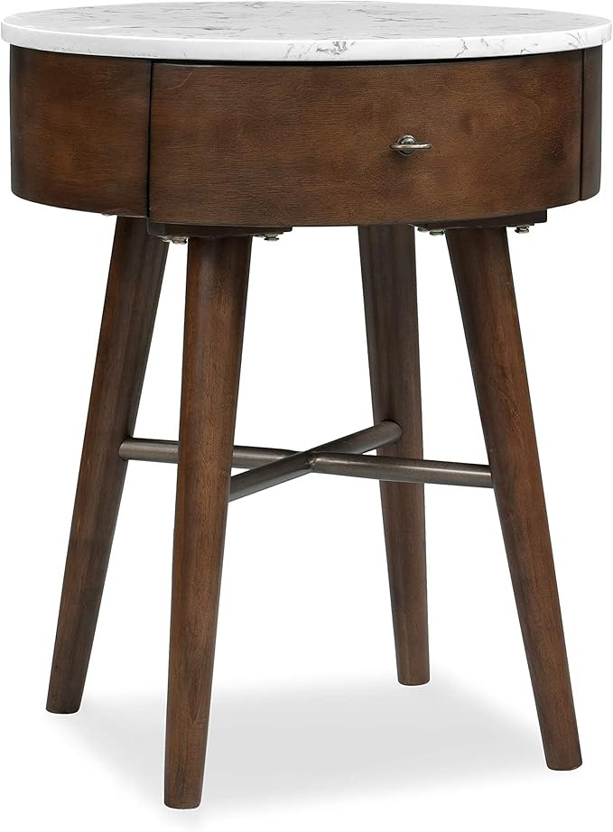 Poly & Bark Andover Marble Top Wooden Side Table, Walnut | Amazon (US)