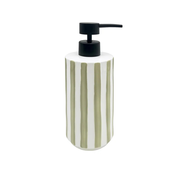 Mainstays Hand Painted Green Stripe Stoneware Soap Pump | Walmart (US)