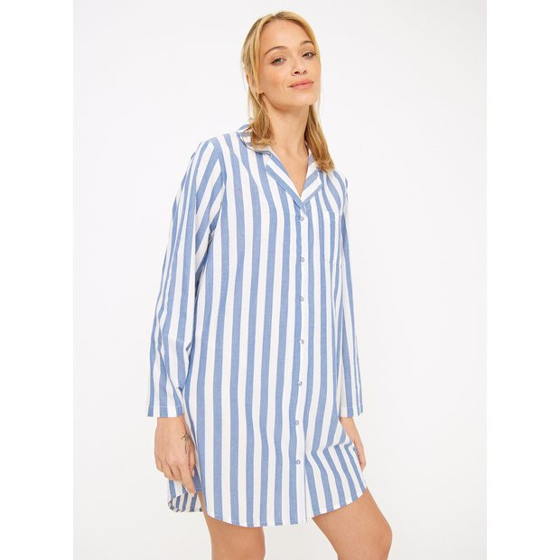 Buy Blue Stripe Long Sleeve Night Shirt 10 | Nightdresses | Tu | Tu Clothing