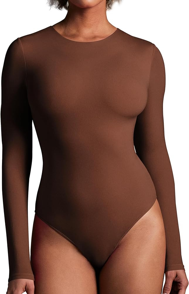 IUGA Long Sleeve Bodysuits for Women Crew Neck Body suit Women's Slimming Basic Tummy Control Bod... | Amazon (US)