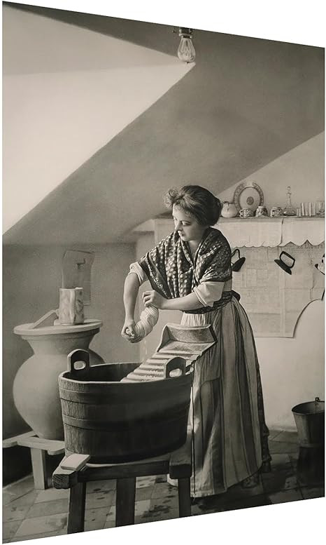 Generic Vintage Laundry Room Wall Art, Woman Doing Laundry Old Photos, Country Rustic Style, Kitc... | Amazon (US)