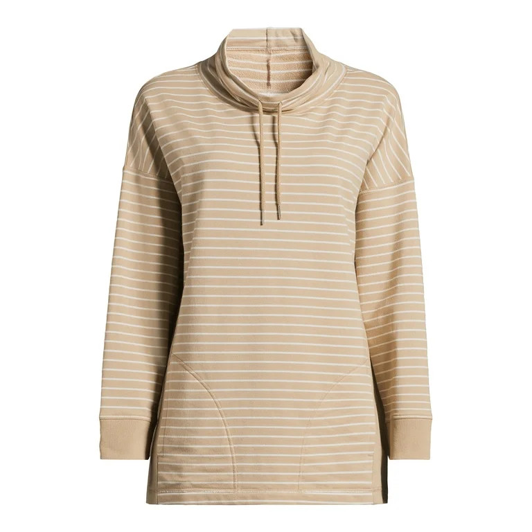 Time and Tru Women’s Cowl Neck Tunic Sweatshirt, Sizes XS-XXXL | Walmart (US)