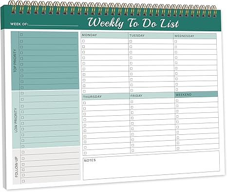 Kamoy Weekly To Do List Notepad with 52 Undated Sheets（8.5"×11"）- Undated Weekly Desk Planne... | Amazon (US)