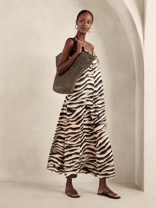 Satin Twill A-Line Maxi Dress | Banana Republic Factory