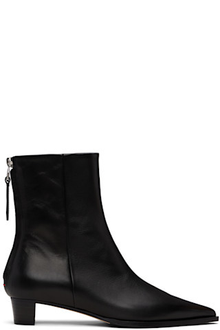 Black Harriet Leather Ankle Boots | SSENSE