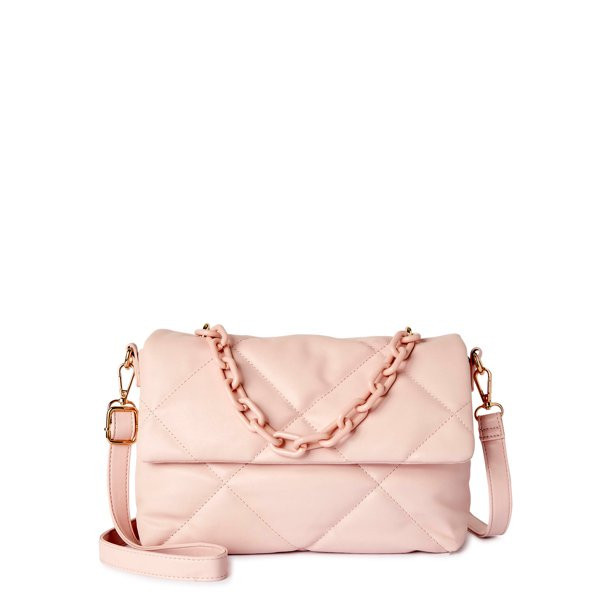BeCool Women's Adult Quilted Crossbody Handbag Blush - Walmart.com | Walmart (US)