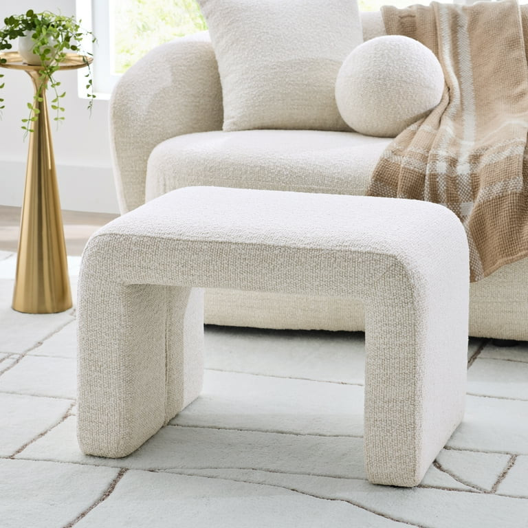 Better Homes & Gardens Juliet Waterfall Boucle Ottoman, Ivory | Walmart (US)