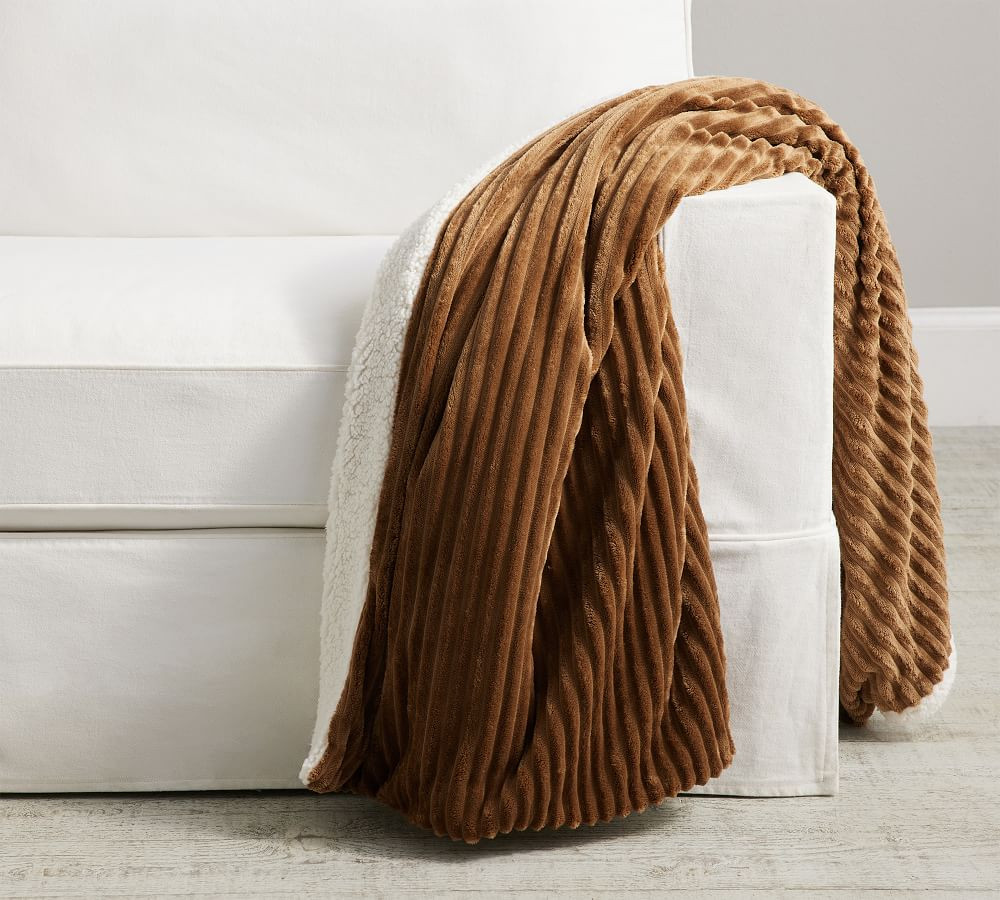 Ridgeline Sherpa Back Throw, 50 x 60&amp;quot;, Camel | Pottery Barn (US)