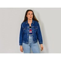Denim Jacket 90's Blue Vintage Trucker Hipster Rocker Jean Button Up Women M Medium | Etsy (US)