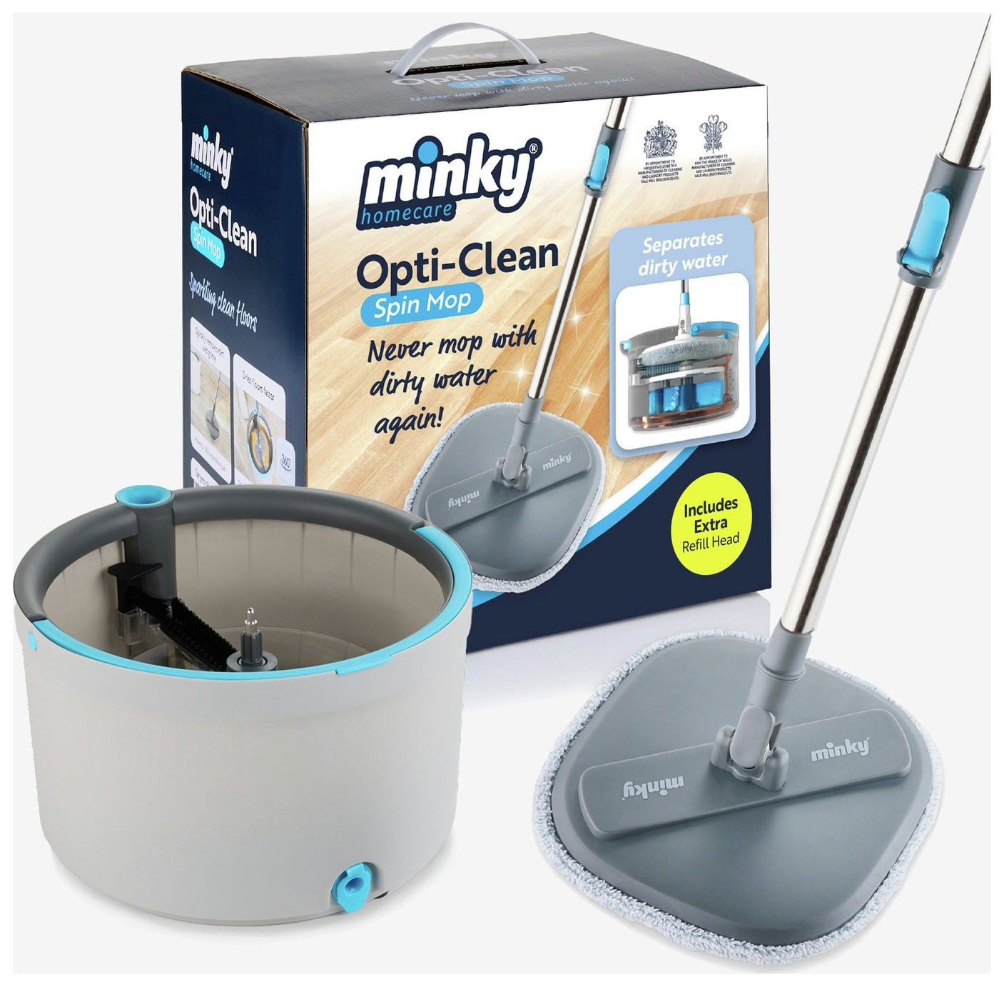 Minky Opti Clean Spin Mop with Refill Head | argos.co.uk