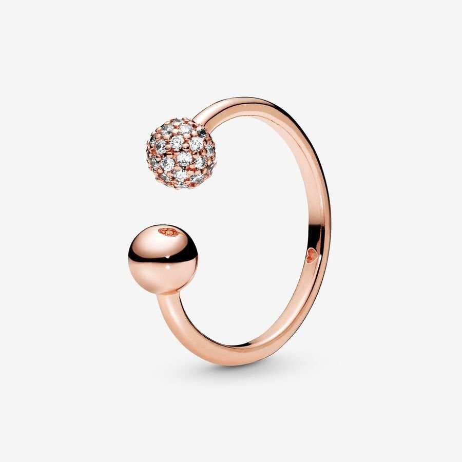 Polished & Pavé Bead Open Ring | Pandora (US)