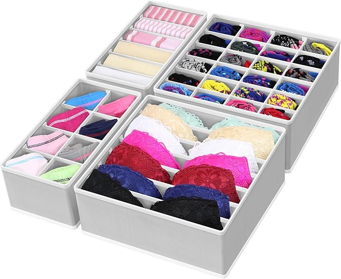 Simple Houseware 4-Pack Drawer Organizer Set - Closet Dividers for Underwear, Socks, Bras, Scarve... | Amazon (US)