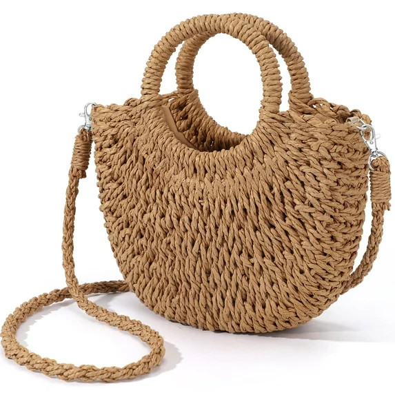Gocvo Straw Beach Tote Bag, Straw Handbags for Women, Summer Handwoven Tote Bags Purse, Crossbody... | Walmart (US)