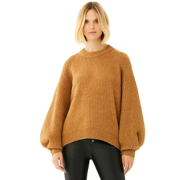 Scoop Women's Balloon Sleeve Crewneck Sweater | Walmart (US)
