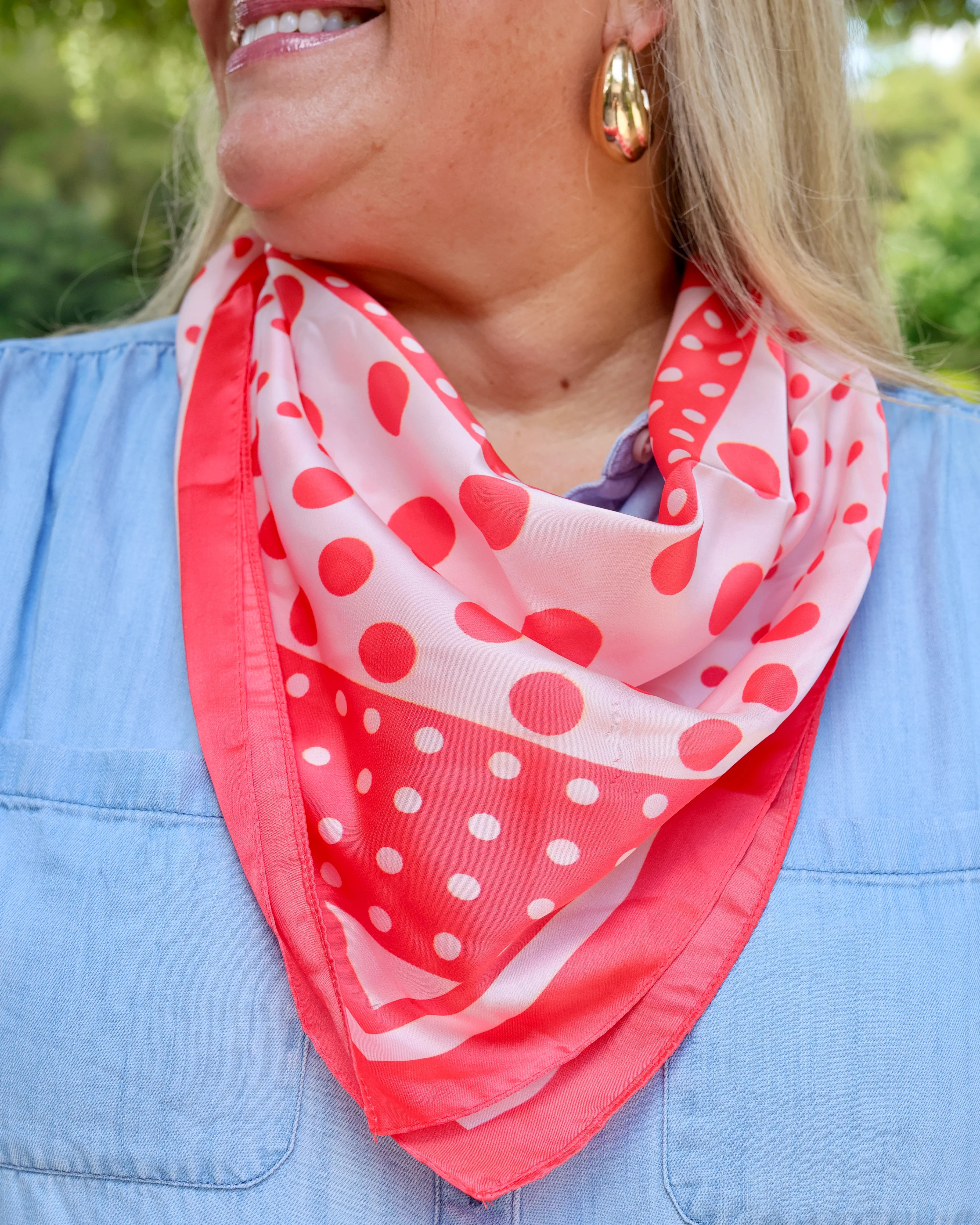 Lula Polka Dot Scarf Coral | Caroline Hill