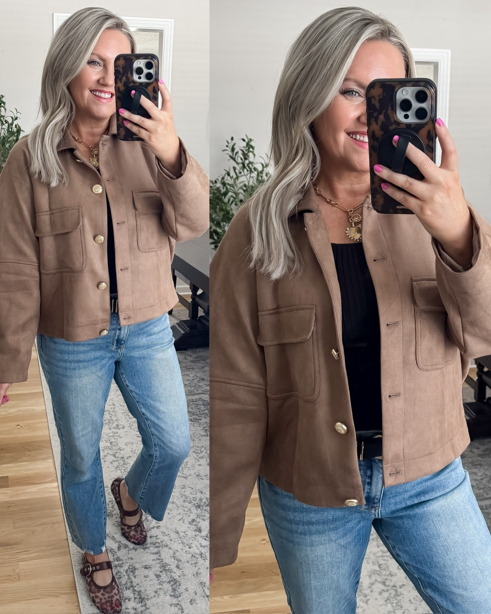 This cropped faux suede jacket would be perfect for a springtime date night. Wearing a medium  

#LTKootd #LTKSeasonal #LTKOver40