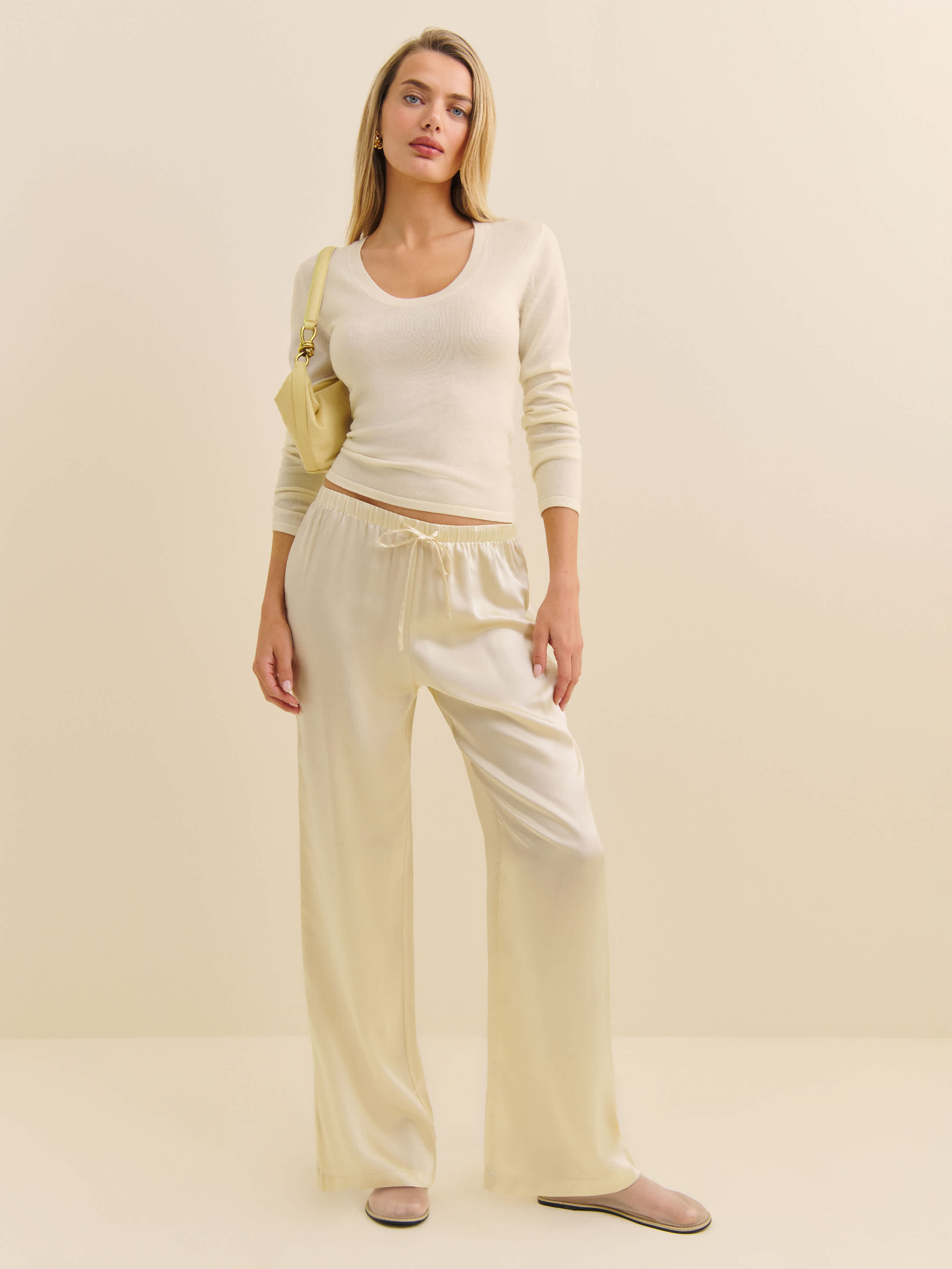 Petites Olina Silk Pant | Reformation (Global)