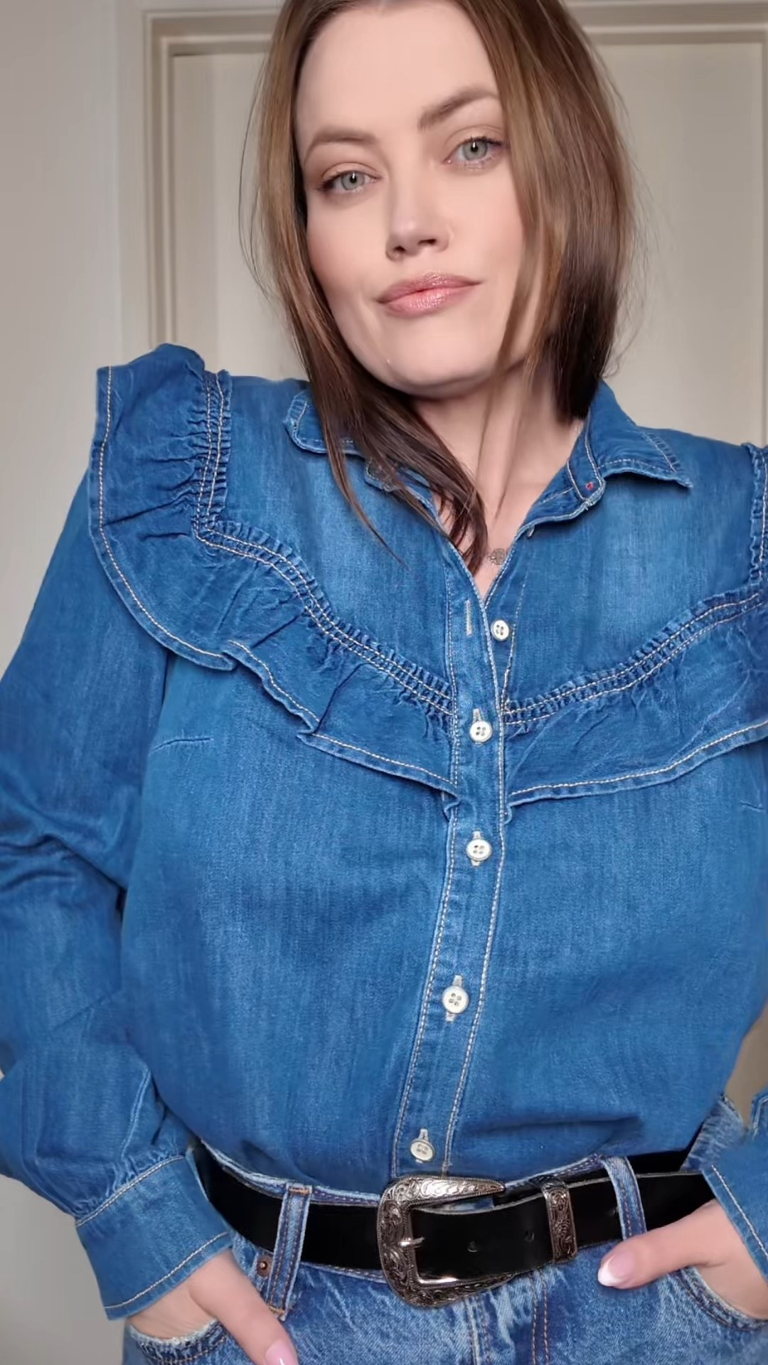 Anthropologie Ruffled Chambray Button Down is on SALE! I feel like this is so cute as we go into spring 

#LTKStyleTip #LTKSpringSale #LTKSaleAlert