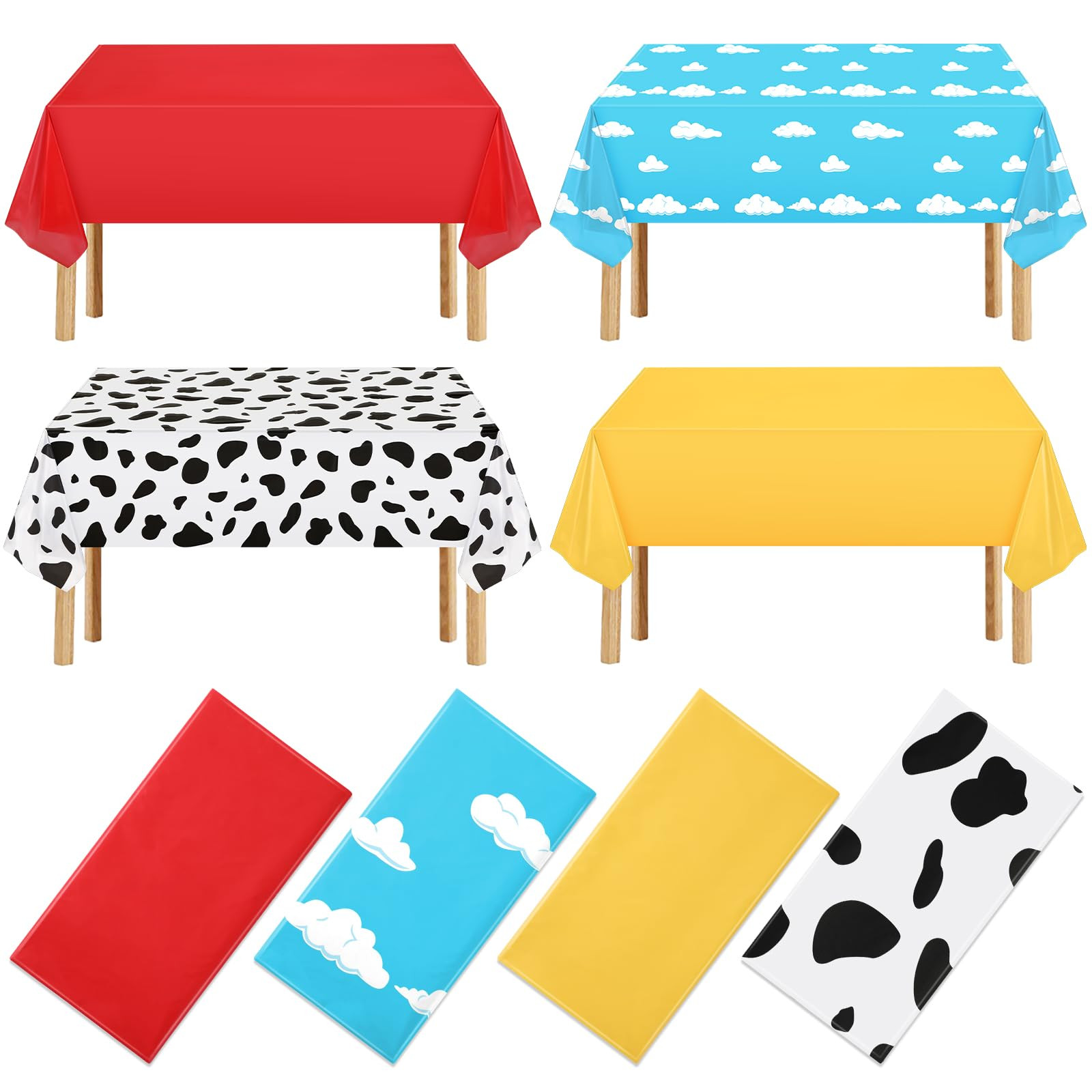 NOVWANG Kids Story Tablecloth, 4 Pack Blue Sky White Cloud Tablecloth Mix Color Toy Inspired Tabl... | Amazon (US)