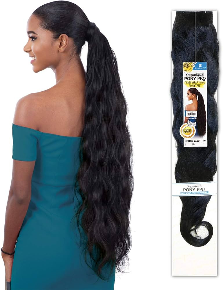 Shake-N-Go Synthetic Organique Pony Pro Ponytail - BODY WAVE 32" (1B) | Amazon (US)