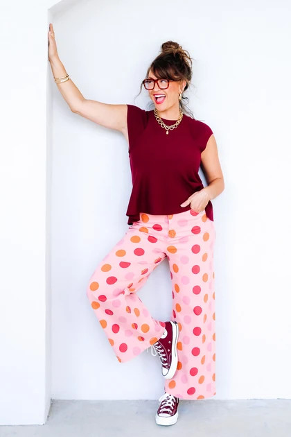 Bright Beginnings Coral & Pink Polka Dot Wide Leg Pant | The Willow Tree
