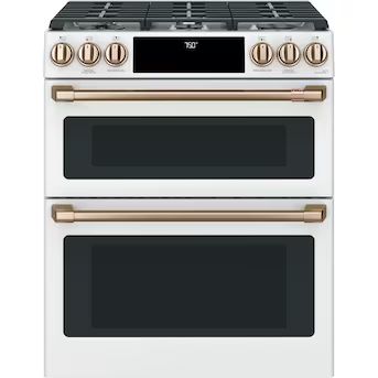 Cafe  30-in 6 Burners 4.3-cu ft / 2.4-cu ft Self-cleaning Air Fry Convection Oven Slide-in Doubl... | Lowe's