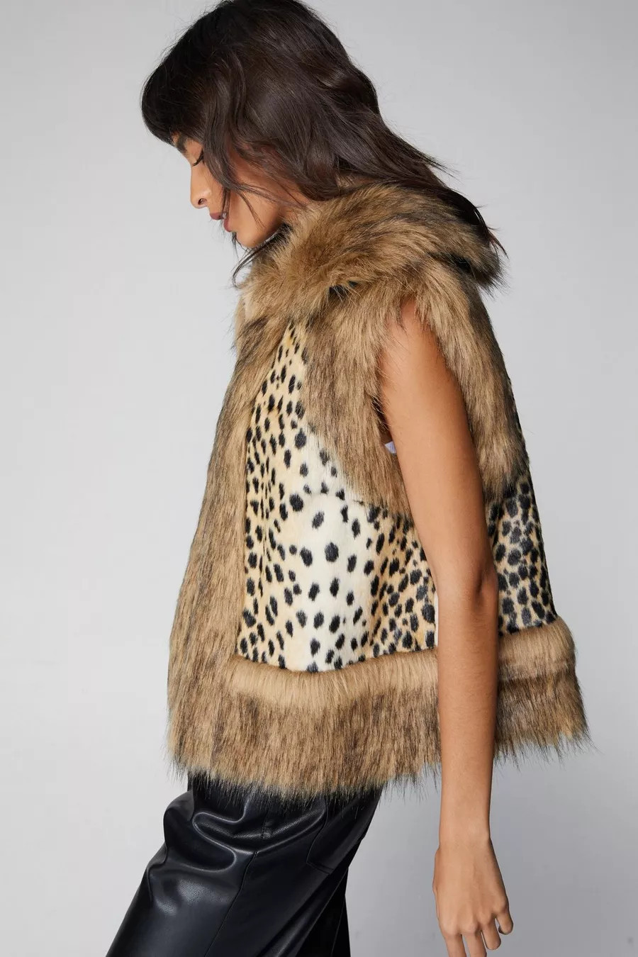 Premium Leopard Faux Fur Trim Vest | Nasty Gal US