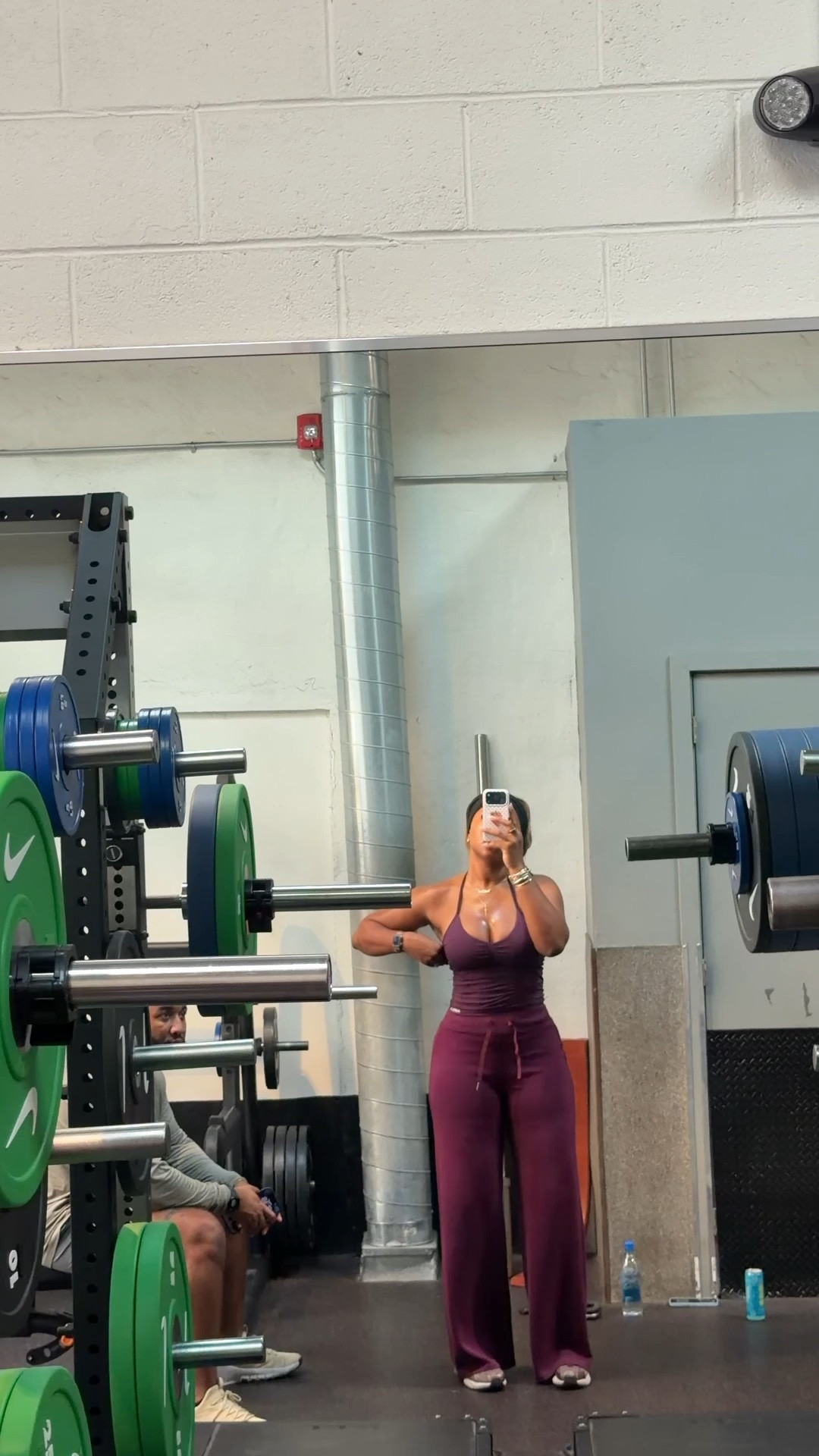 I wear medium tops and extra-large shorts. For leggings I'm wearing a large and then I link similar sweatpants that I would get an extra large long