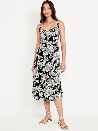 Fit & Flare Sleeveless Midi Dress | Old Navy (US)