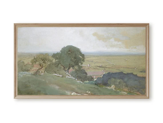 Muted watercolor landscape print, Printable landscape wall art, Antique downloadable painting | Etsy (US)