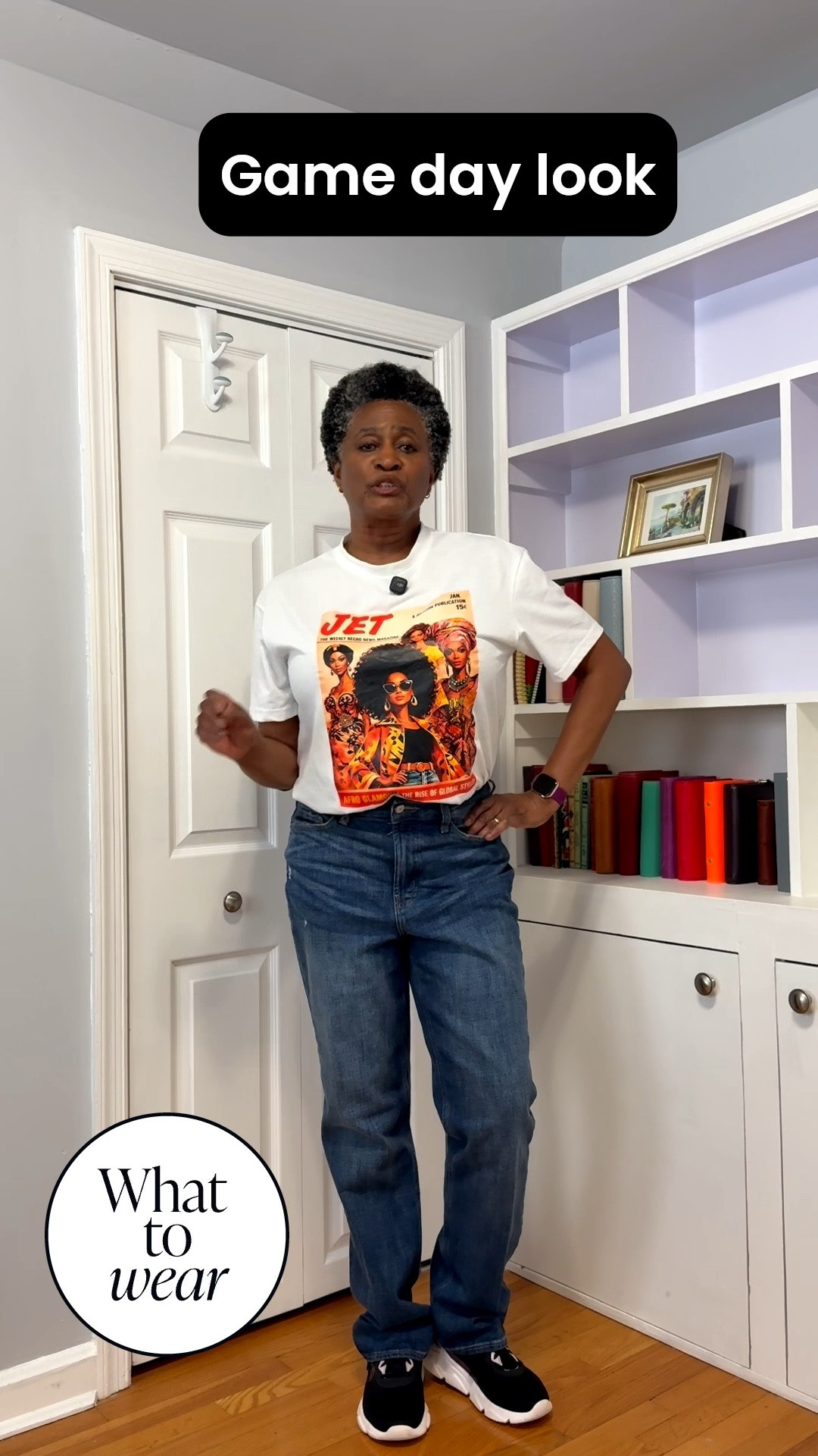 Here’s an easy and comfortable game day look. Jeans, a graphic tee and sneakers will keep you comfy all day long. And don’t forget your stadium bag (clear) and sunglasses. 
Midlife fashion, fashion over50, fall fashion

#LTKOver40 #LTKSeasonal