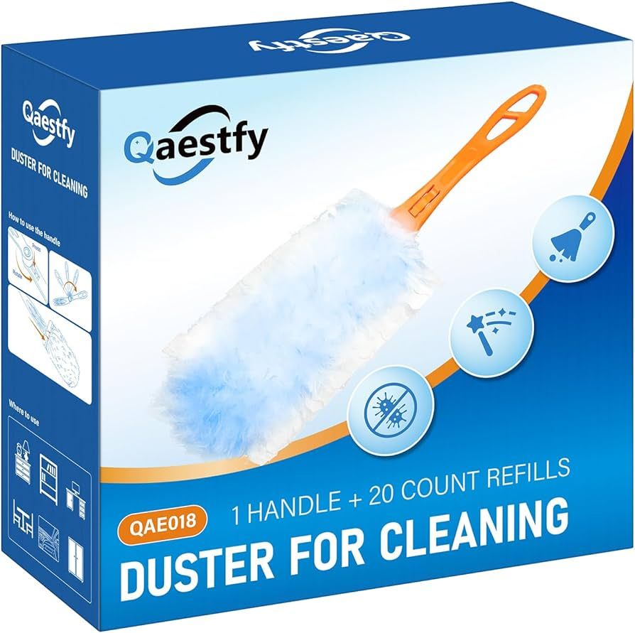 Qaestfy Dusters for Cleaning Dust 20 Count Refills 360 Fluffy Microfiber Hand Duster Kit with 14'... | Amazon (US)