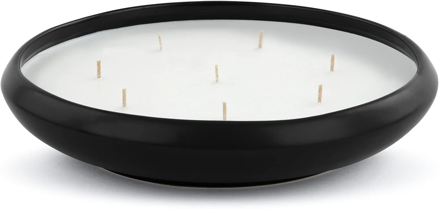 DEMDACO Round Cashmere Scent Black 10 Inch Soy and Ceramic 8 Wick Candle and Holder | Amazon (US)