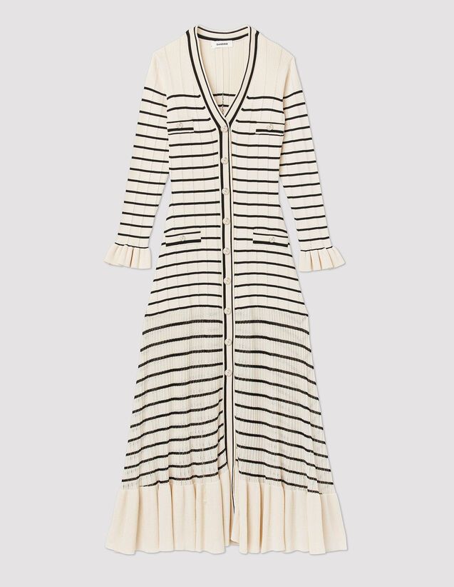 Long sailor-striped dress | Sandro-Paris US