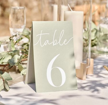 Safe green wedding table numbers 

bride to be | wedding style | getting married | engaged | bridal shower | bachelorette party | wedding day | bride | personalized | wedding sign | wedding decor | wedding planning | wedding day decor 

#LTKunder50 #LTKstyletip #LTKwedding
