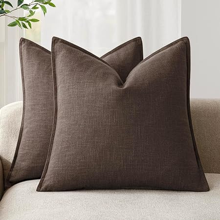 Foindtower Pack of 2, Decorative Linen Soild Throw Pillow Covers Soft Accent Cushion Case Boho Fa... | Amazon (US)