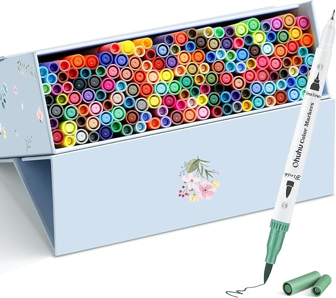 Ohuhu Markers for Adult Coloring Books: 160 Colors Coloring Markers Dual Tips Fine & Brush Drawin... | Amazon (US)