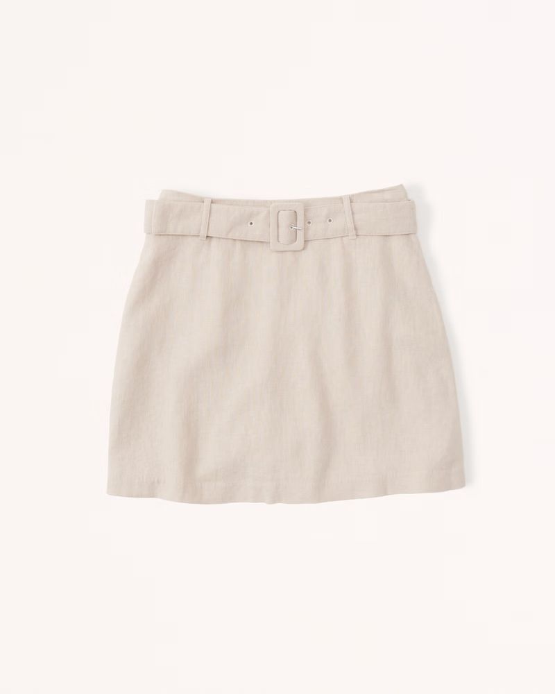 Women's Linen-Blend Belted Skort | Women's Bottoms | Abercrombie.com | Abercrombie & Fitch (US)