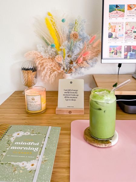 Romanticizing my work day starts with setting up my desk for success! I love these positive affirmation cards, the dried floral bouquet and my Mindful Morning Planner + Candle 💕

#LTKhome #LTKBacktoSchool