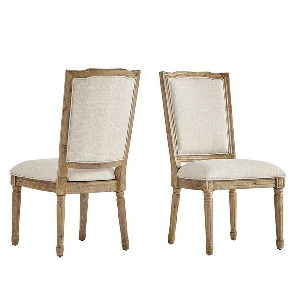 Deana Ornate Linen and Pine Wood Dining Chairs (Set of 2) by iNSPIRE Q Artisan - Beige Linen | Bed Bath & Beyond
