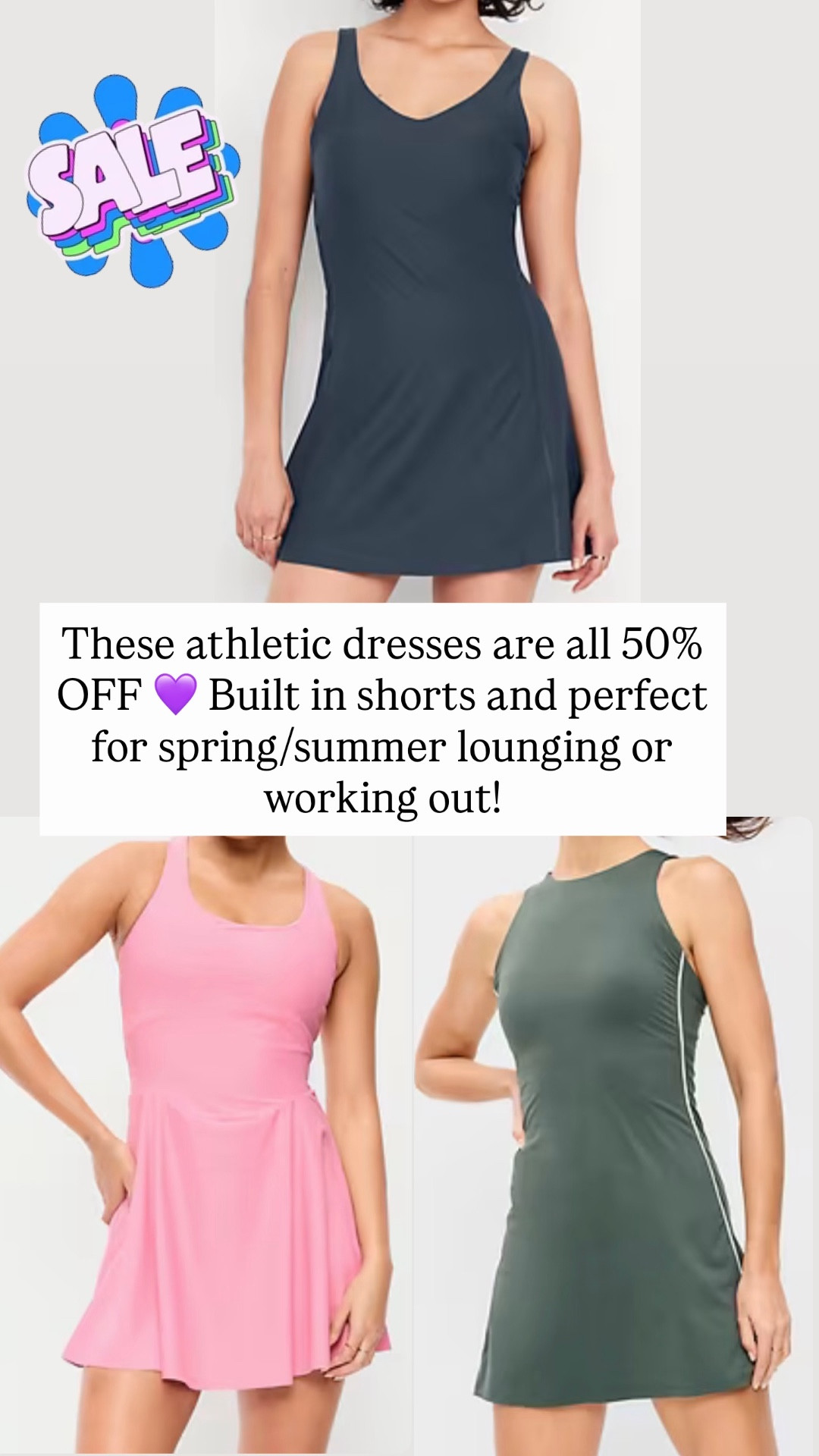Athletic dresses were built in shorts. These are so great for the spring and summer.

#LTKActive #LTKSaleAlert