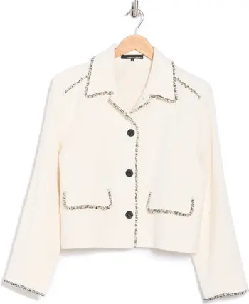 Frayed Cotton Blend Shirt Jacket | Nordstrom Rack