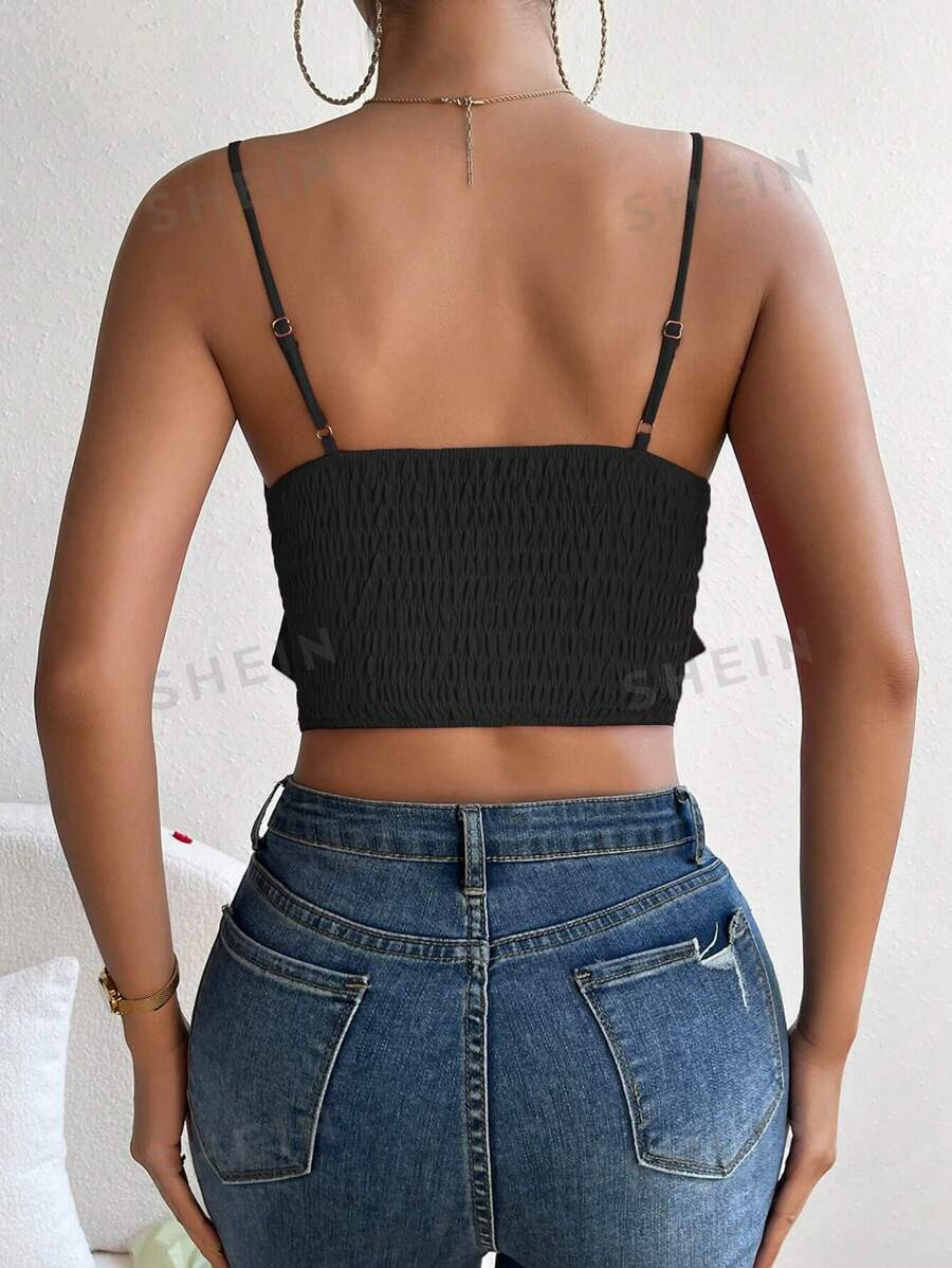 SHEIN Raffinéa Big Bow Front Shirred Back Cami Top | SHEIN