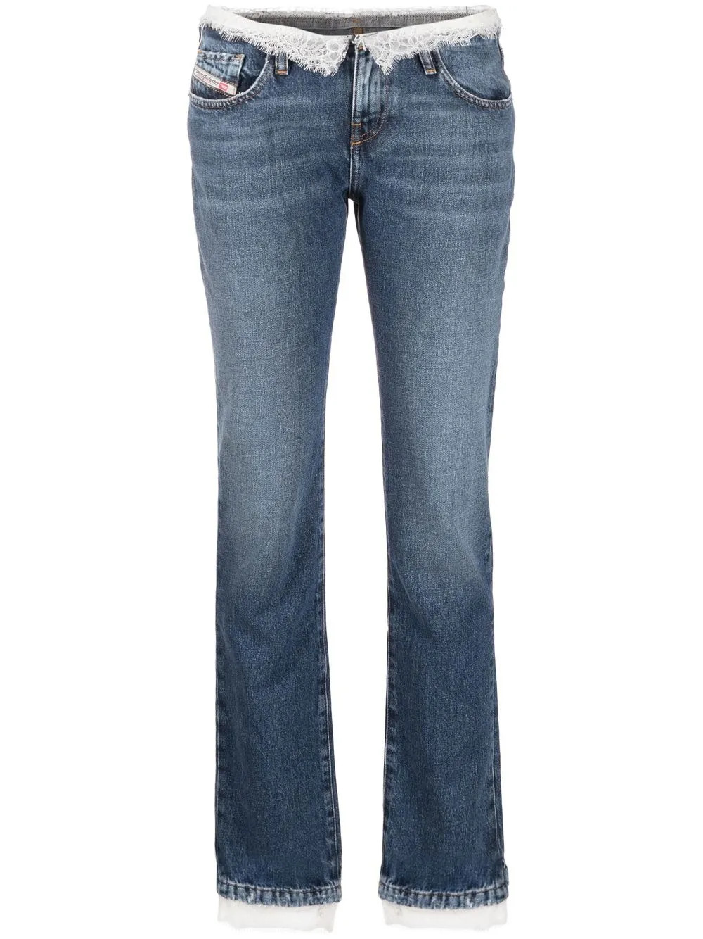 lace-detail slim-cut jeans | Farfetch Global