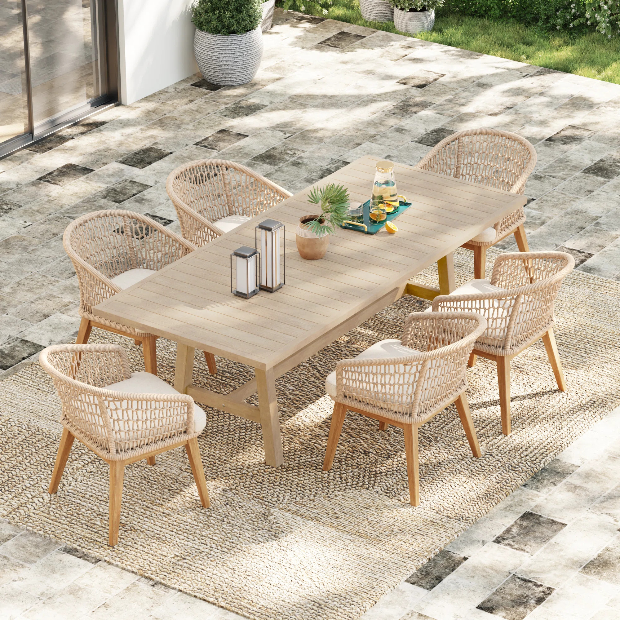 Rectangular Outdoor Dining Set With Cushions | Wayfair North America