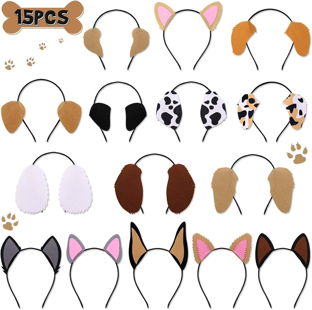 CiyvoLyeen 15 PCS Puppy Dogs Ear Headbands for Pet Birthday Party New Year Favors Dog Theme Costu... | Amazon (US)